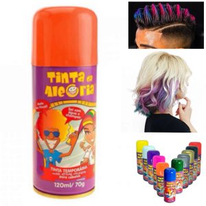Spray Laranja Cabelo Lavável 120ml 70gr Festa Aniversário