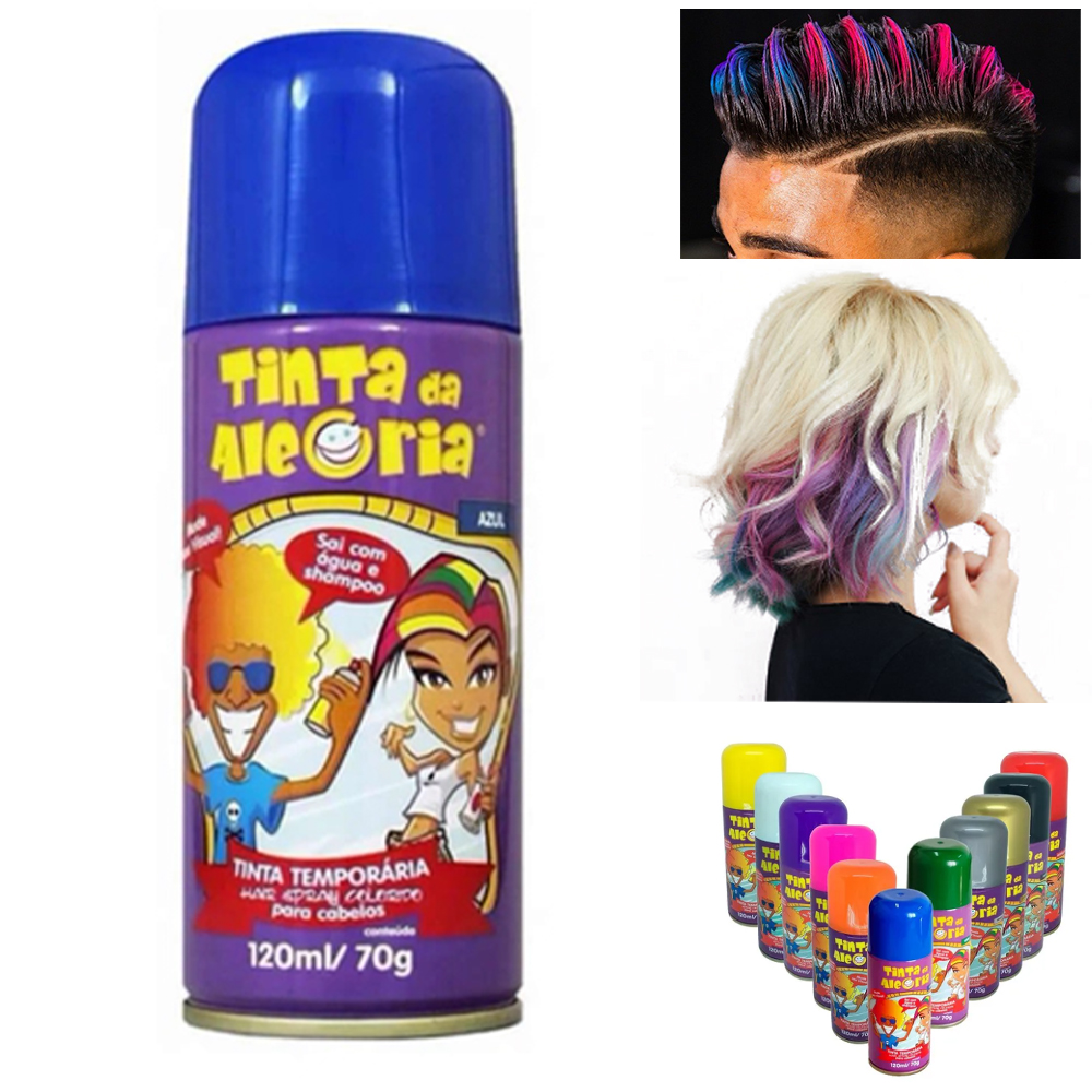 Spray Azul Cabelo Lavável 120ml 70gr Festa Aniversário