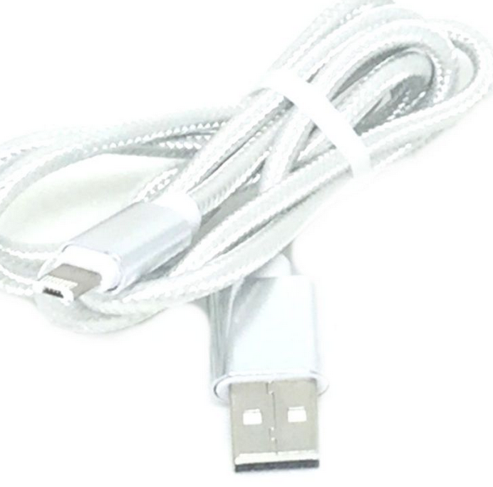 Cabo De Dados 2 Em 1 - Tipo Corda - 1 Metro - Para Micro Usb/v8 E Lightning - Prata