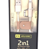 Cabo De Dados 2 Em 1 Baseus Antila - Tipo Corda - 1 Metro - Para Micro Usb/v8 E Lightning - Dourado