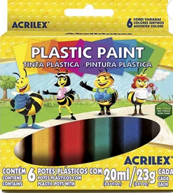 Tinta Plástica 20ml C/6 Cores Cx 1 Cj