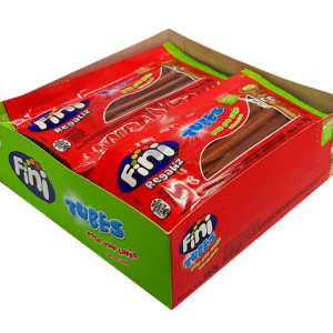 Caixa De Bala Fini Regaliz Tubos Cola Com Limão 12 Unidades De 30grs