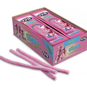 Caixa De Bala Fini Regaliz Tubos ácidos De Tuttu-frutti 12 Unidades De 17grs