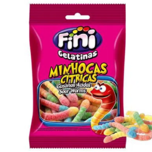 Bala Fini Gelatina Em Formato Minhocas Citricas 250gr