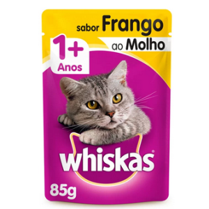 Ração úmida Whiskas Sachê Para Gatos Adultos Sabor Frango Ao Molho - 85g