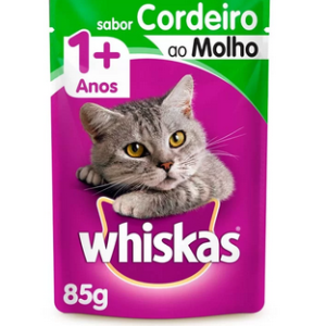 Ração úmida Whiskas Sachê Para Gatos Adultos Sabor Cordeiro Ao Molho - 85g