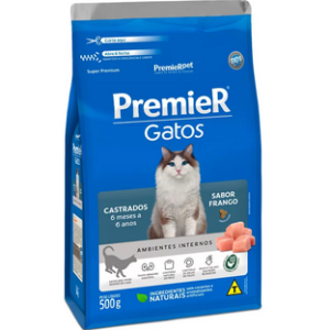 Ração Premier Para Gatos Castrados De 6 Meses A 6 Anos Sabor Frango