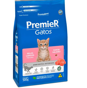 Ração Premier Ambientes Internos Pelos Longos Para Gatos Filhotes Sabor Salmão