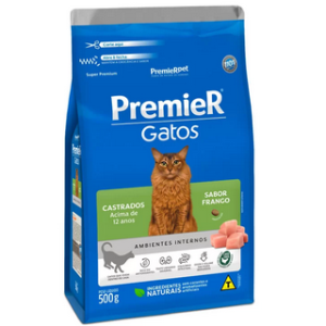 Ração Premier Ambientes Internos Para Gatos Adultos Castrados 12+ Sabor Frango