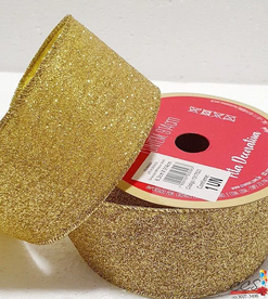 Fita Aramada De Natal 6,3cm X 9m Glitter Ouro Forte -