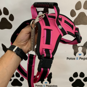 Peitoral Coleira Cachorro Médio Grande Porte Labrador Pitbull Pastor Alemão Fila Guia Super Resistente Rosa