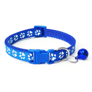 Pet Coleira De Cachorro E Gato Ajustável Coleira Ajustável Com Estampa De Pegadas Com Sino Para Gatos E Cães A Azul
