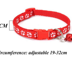 Pet Coleira De Cachorro E Gato Ajustável Coleira Ajustável Com Estampa De Pegadas Com Sino Para Gatos E Cães Vermelho