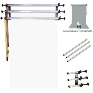 Suporte Fundo Infinito De Parede Ou Teto Com Barra E Expan Fotográfico Para 3 Fundos