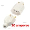 Plug Macho 20a + Plug Fêmea 20 Amperes Branco Tomada Branca