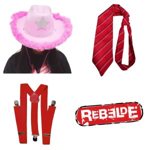 Gravata + Suspensorio + Chapeu Rbd Rebeldes Chapeu Mia Lupita Roberta Anahi
