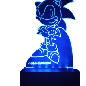 Luminária Decorativa Abajur Led Sonic Personalizada Com Nome
