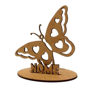 Kit 15 Centro De Mesa Decoração Borboleta + Nome Personalizado Em Mdf Cru