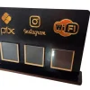 Placa Display Para Qr Code Pix Wifi Instagram Mdf Preto