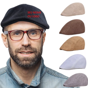 Chapéu Boina Personalizada Masculina Estilo Italiana Clássica Com Aba