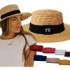 Chapéu Paris Personalizado Praia Palha Com Faixa Bordada