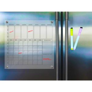 ímã De Geladeira Planner Calendário Semanal Recados Transparente Com Caneta