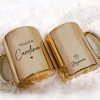 Caneca Metalizada Dourada Personalizada Ouro Madrinha E Padrinho Batismo