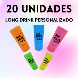 20 Kits De Copos Long Drink Personalizados Para Evento Festa Aniversário Qualquer Estampa
