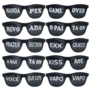 Kit 10 óculos Preto Lente Personalizada Sortido Ou Escolha Adesivo Adesivado Personalizado
