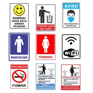 Placa Decorativa - Proibido Avisos Placa Banheiro Sanitário Garagem Sinalização Proibido - 15x20cm - Aviso