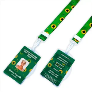 01 Cracha Autista + Cordão Autismo Anti Sufoca1 Crachá Girassol Personalizado + Cordão + Porta Crachánte + Pulseira