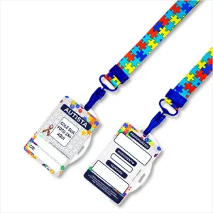 01 Crachá E Cordão De Identificação Para Autistas + Pulseira