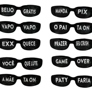 Kit 10 Oculos Frases Divertidas Vintage Preto Festa