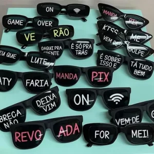Óculos Divertidos Com Frases Sortidas Preto Bam Festas 1unid