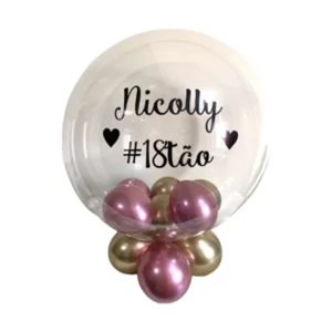 Balao Com Nome Personalizado Bexiga Metalizada Kit Decoração  m