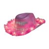 Chapéu com Led personalizado com frase Plumas Country Ana Castela Boiadera Rodeio