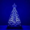 Abajur Nossa Senhora Aparecida Luminária Em Acrílico E Led Cor Da Estrutura Preto Cor Da Cúpula Azul