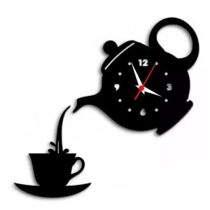 Xícara Bule Cozinha Café Decoração Relógio Vinil Parede