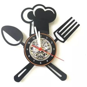 Relógio,talher, Cozinha, Restaurante, Decoração, Disco Vinil