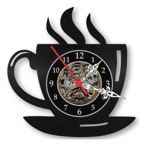 Relógio Parede Cozinha Xícara Café Vinil Lp Decoração Retrô