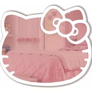 Espelho Acrílico Gato Gatinho Hello Kitty 20cm Rosé Cor da moldura Acrílico Branco