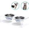 Comedouro Duplo Elevado Com Tigelas Inox Pet Gato Cachorro