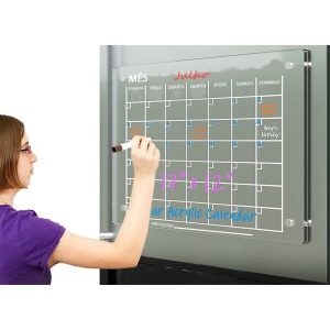 Ímã De Geladeira Planner Calendário Semanal Recados Acrilico Transparente com caneta