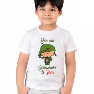 Camiseta Infantil Sou um Soldadinho de Jesus