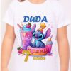 Camiseta Blusa infantil Stitch aniversário Personalizados com nome, adulto e infantil, lilo e stith