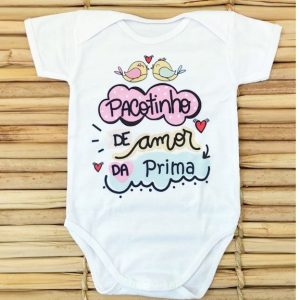 Body Bebê Frase Pacotinho de Amor da Prima Moda Baby