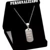 Cordão Placa Personalizada Aço Inox Com Nome Data Letra