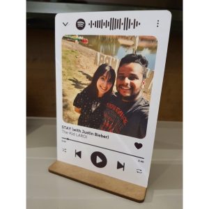 Placa SPOTIFY Interativa com a sua foto e sua música 10x15 Decoração Namorados