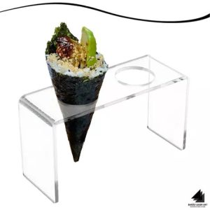 Suporte Pizza Cone Temaki Sorvete Doce Batatas Mesa 2 Furos Cor Transparente