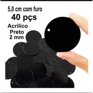 Kit 30 Pçs Base Acrílica 5,0 Cm C/ Furo P/ Chaveiros branca e preta